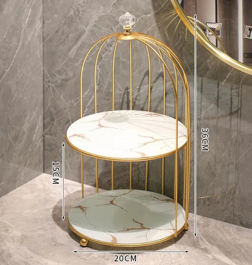 Luxury Birdcage Cosmetic Organiser – Nordic Gold Makeup & Perfume Rack - Hizoni