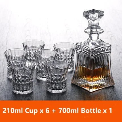 Luxury Crystal Whiskey Decanter & Glassware Set – Elegant Home Bar Decor - Hizoni