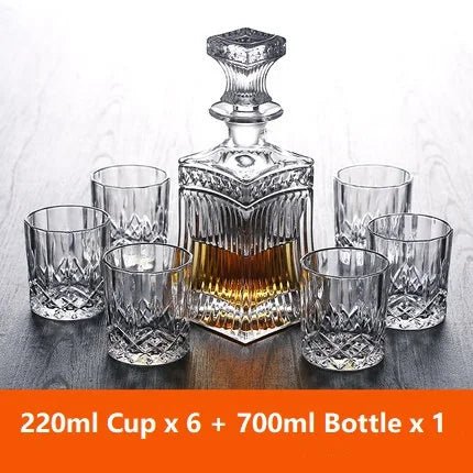 Luxury Crystal Whiskey Decanter & Glassware Set – Elegant Home Bar Decor - Hizoni
