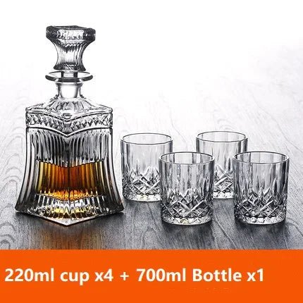 Luxury Crystal Whiskey Decanter & Glassware Set – Elegant Home Bar Decor - Hizoni