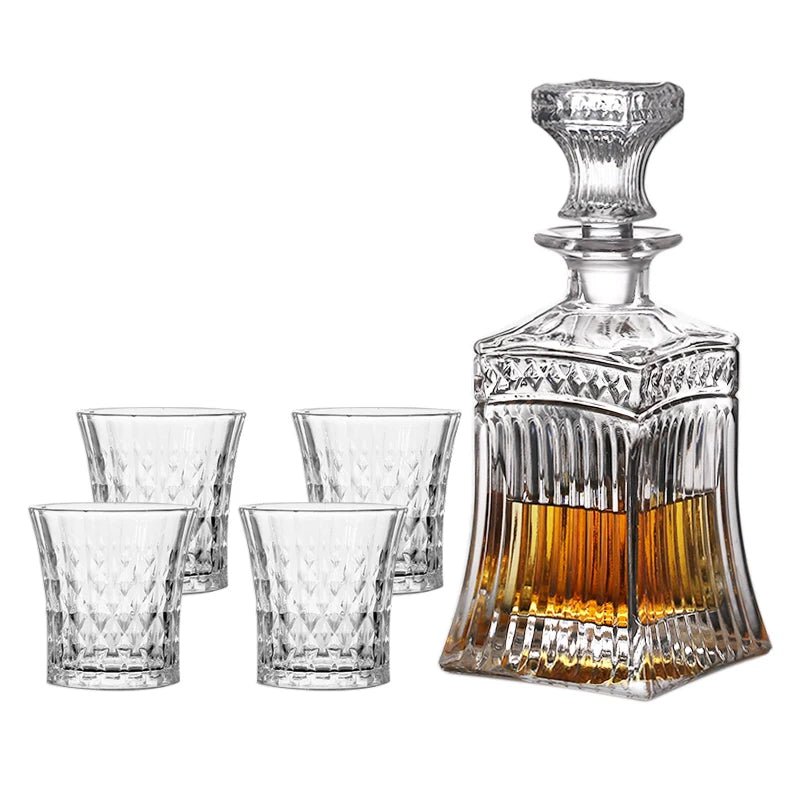 Luxury Crystal Whiskey Decanter & Glassware Set – Elegant Home Bar Decor - Hizoni