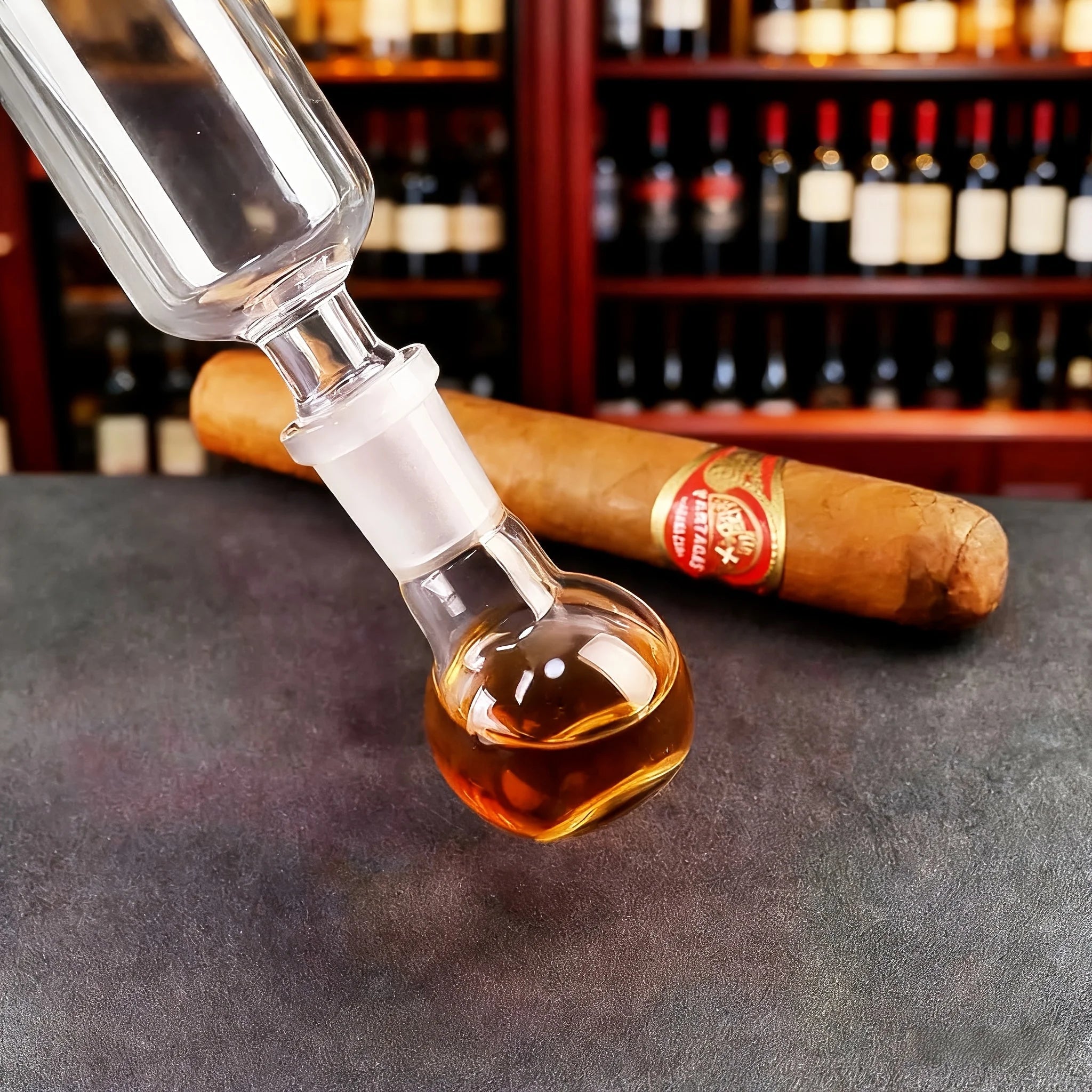 Luxury Glass Cigar Humidor Tube – Infuser Set with Wooden Stand - Hizoni