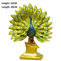 Luxury Resin Peacock Statue – Modern Gold - Tone & Blue Bird Sculpture - Hizoni
