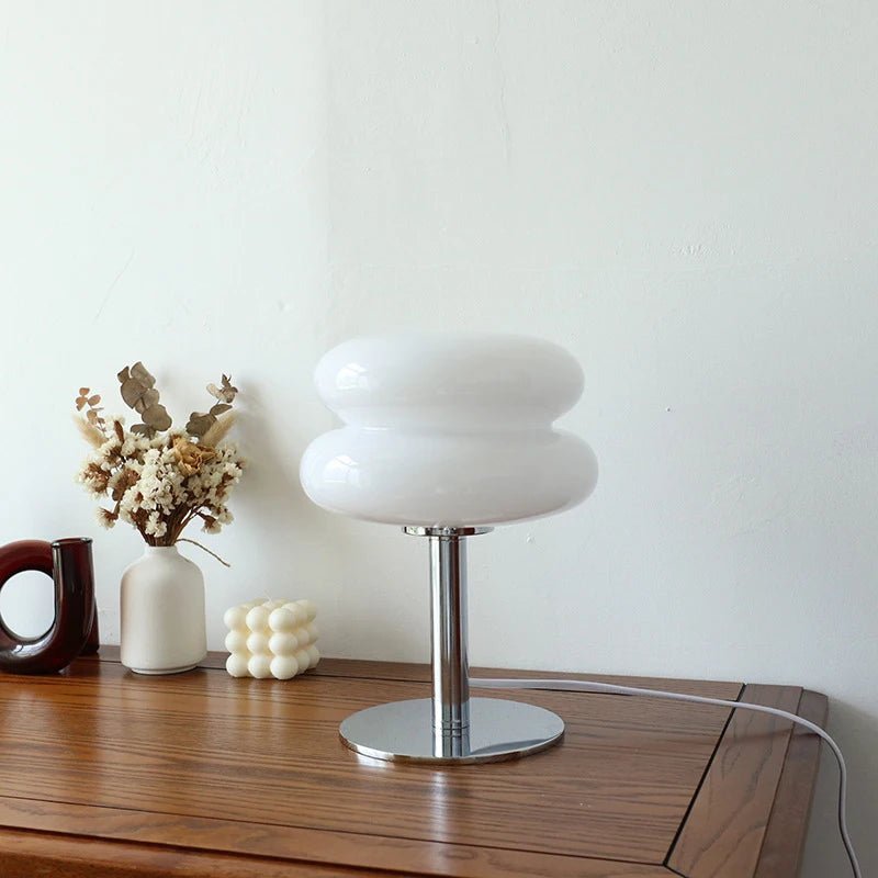 Macaron Glass Table Lamp – Retro Mushroom Bedside Light with Dimming - Hizoni