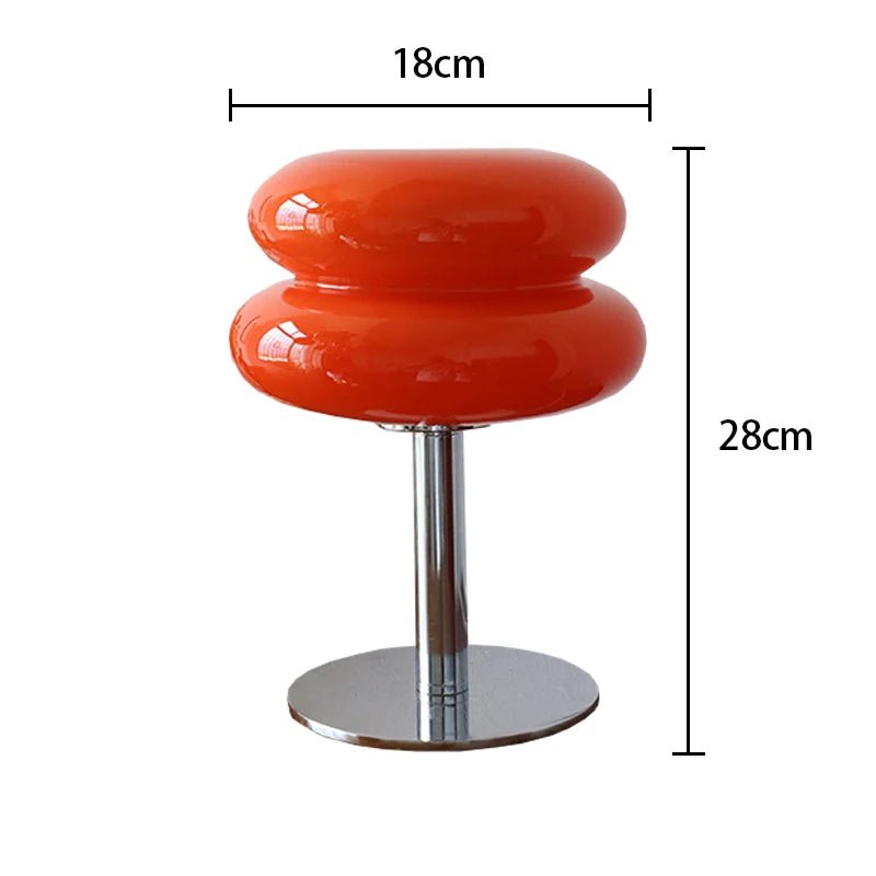 Macaron Glass Table Lamp – Retro Mushroom Bedside Light with Dimming - Hizoni