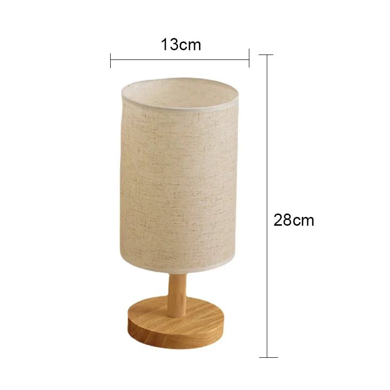 Minimalist Wood & Fabric Bedside Lamp – Retro USB Dimmable Night Light - Hizoni
