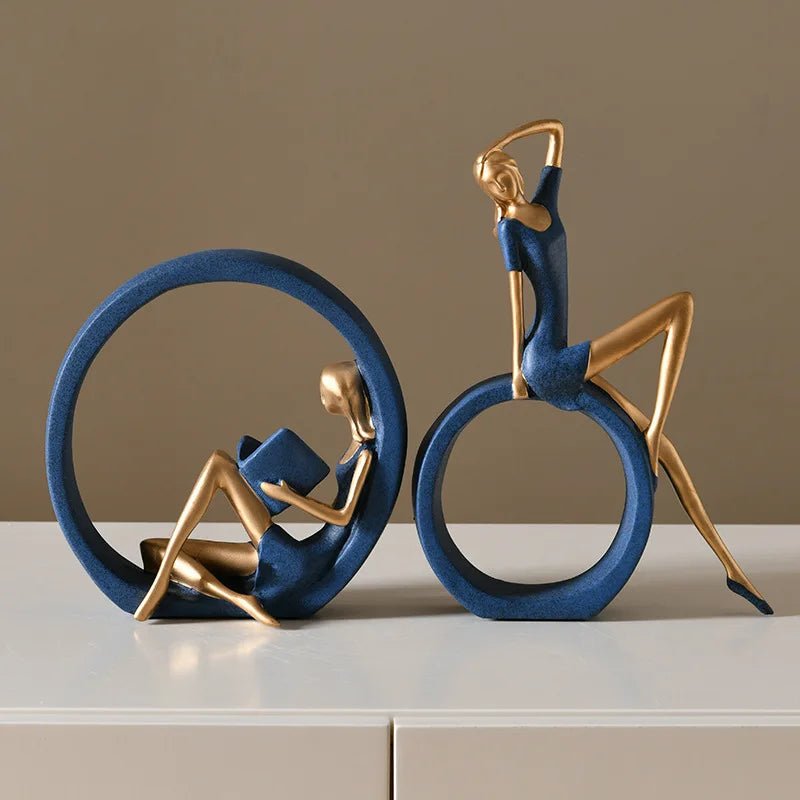 Modern Bookshelf Sculpture – Elegant Reading Girl Figurine Art Ornament - Hizoni