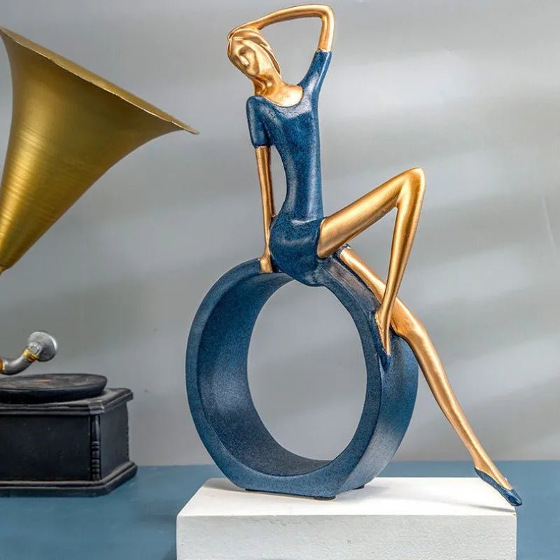 Modern Bookshelf Sculpture – Elegant Reading Girl Figurine Art Ornament - Hizoni