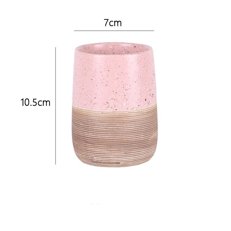 Modern Fluted Ceramic Bathroom Set Pink – Minimalist, Chic & Functional - Hizoni