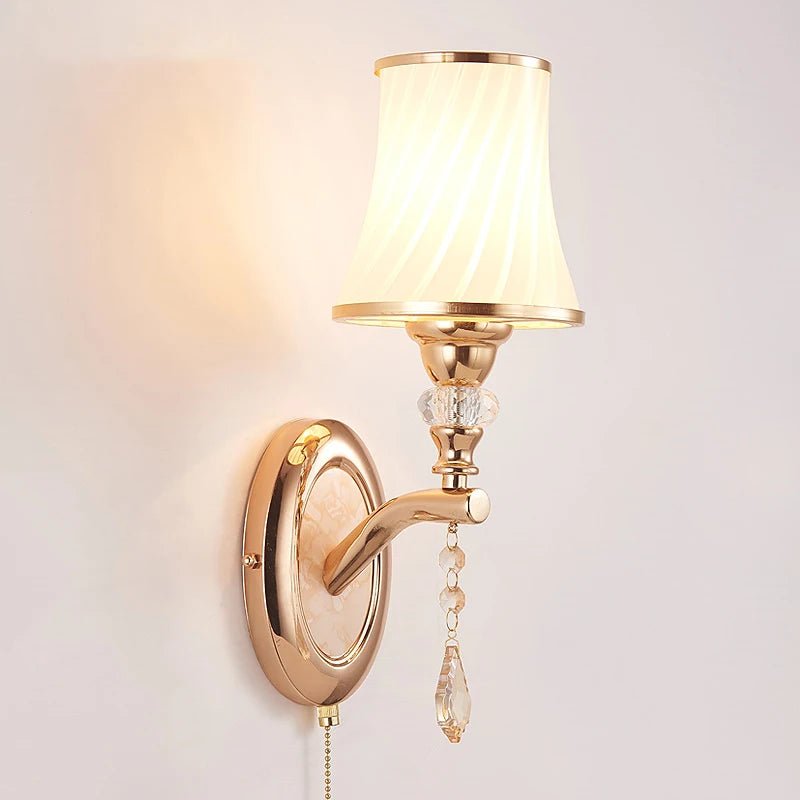 Nordic Gold Crystal Wall Lamp – Modern LED Bedside Sconce Light - Hizoni