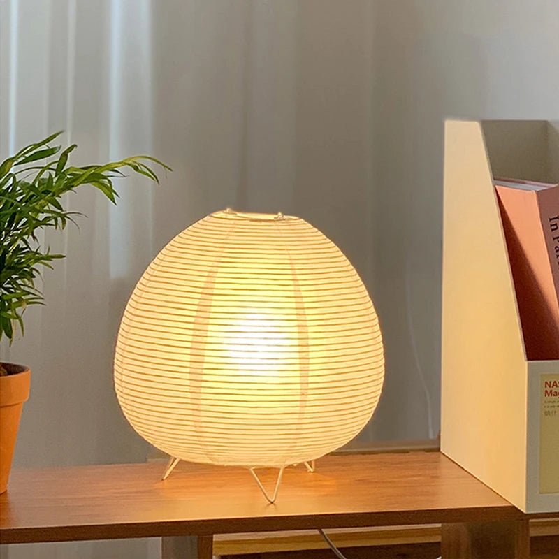 Nordic Wabi - Sabi Paper Table Lamp – Zen Rice Paper Bedside Light - Hizoni