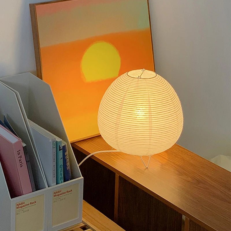 Nordic Wabi - Sabi Paper Table Lamp – Zen Rice Paper Bedside Light - Hizoni