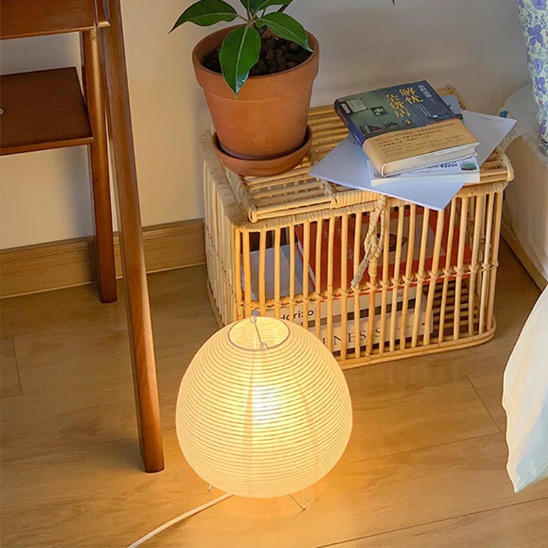 Nordic Wabi - Sabi Paper Table Lamp – Zen Rice Paper Bedside Light - Hizoni