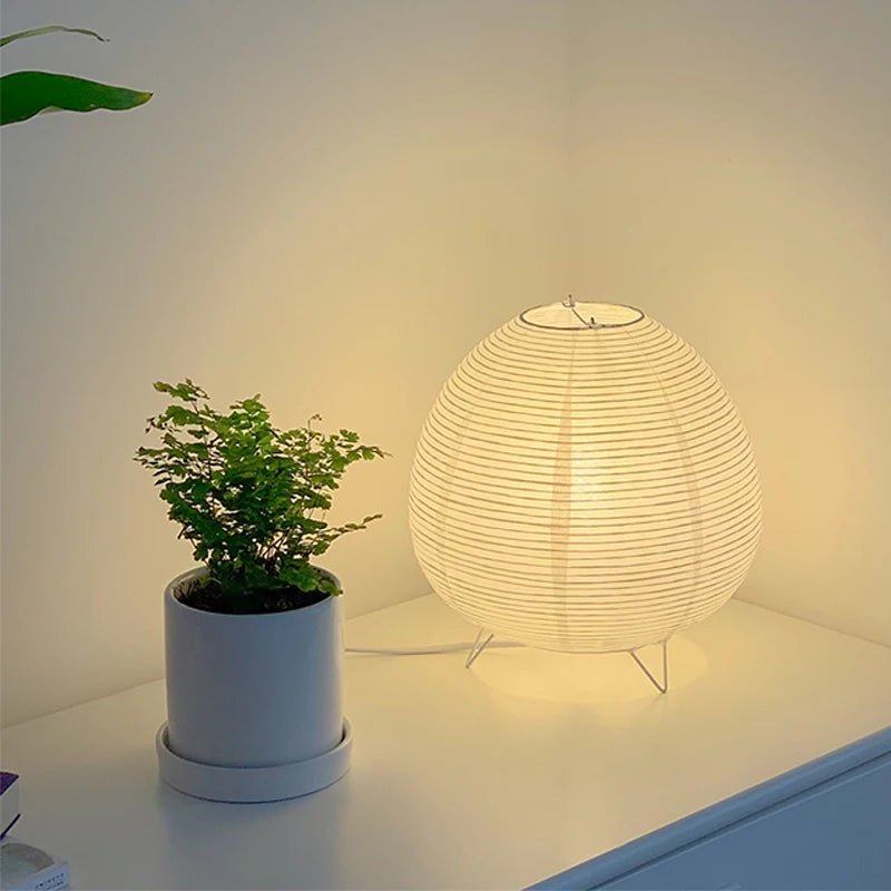 Nordic Wabi - Sabi Paper Table Lamp – Zen Rice Paper Bedside Light - Hizoni