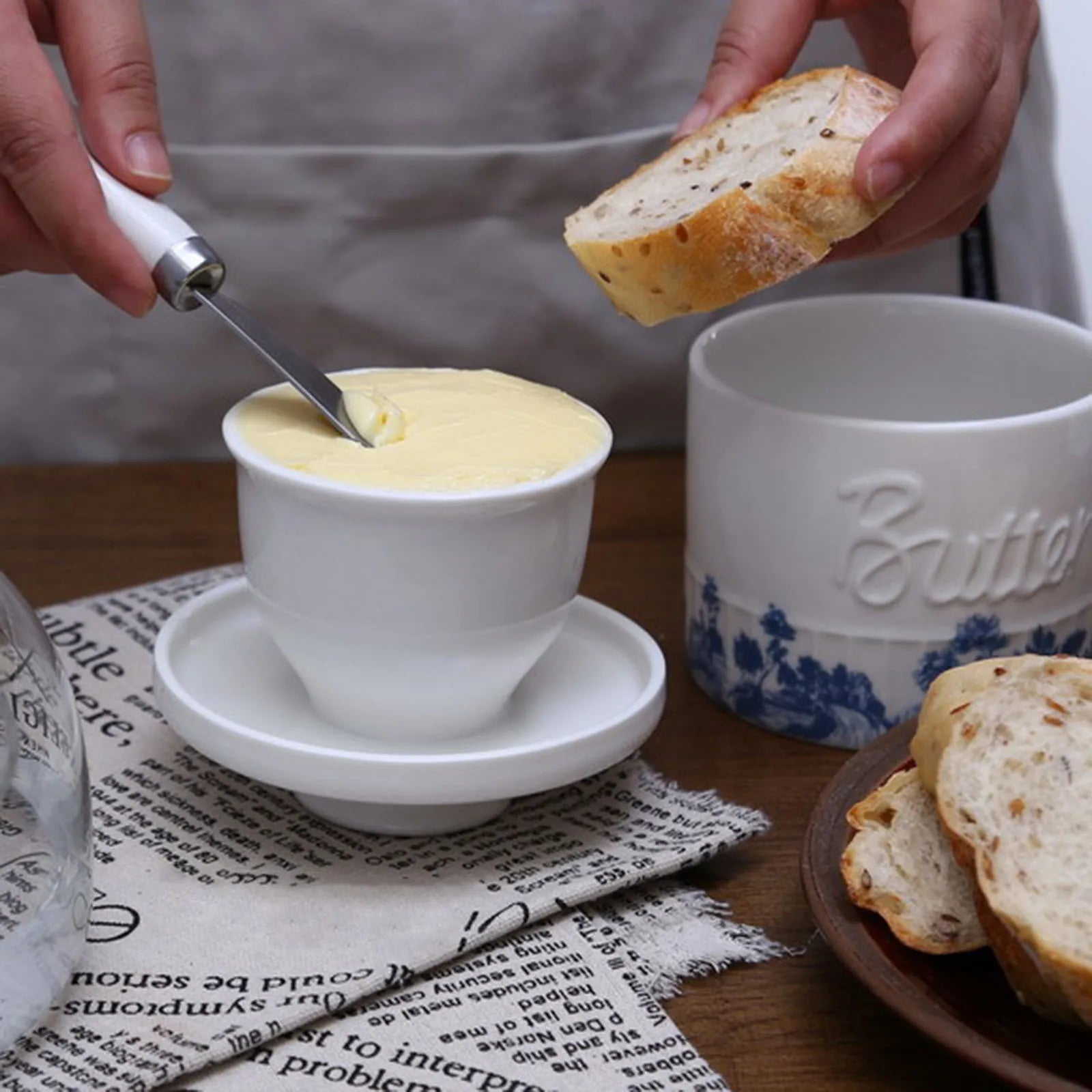 Premium Porcelain Butter Keeper – Modern Monochrome Collection - Hizoni
