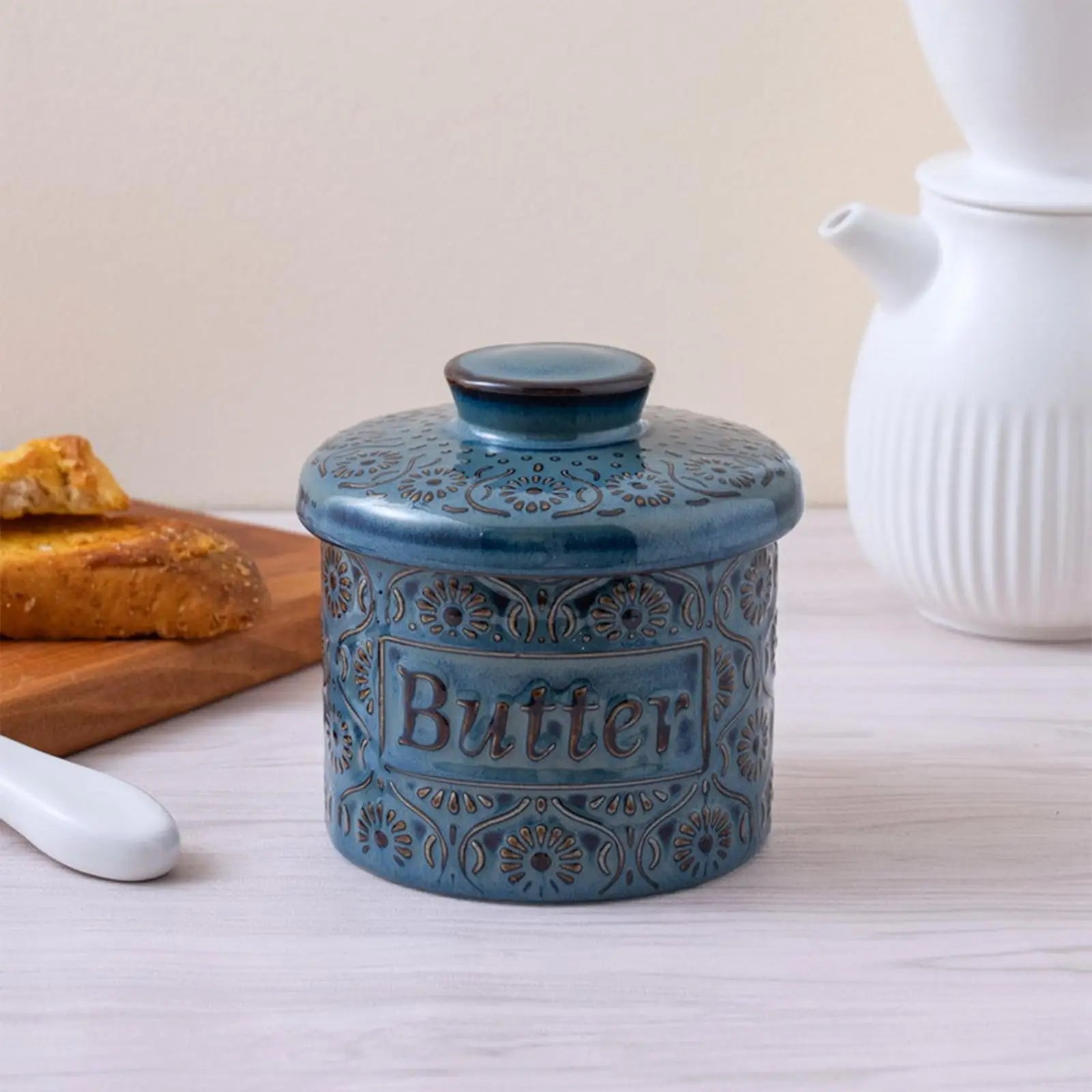 Premium Porcelain Butter Keeper – Modern Monochrome Collection - Hizoni
