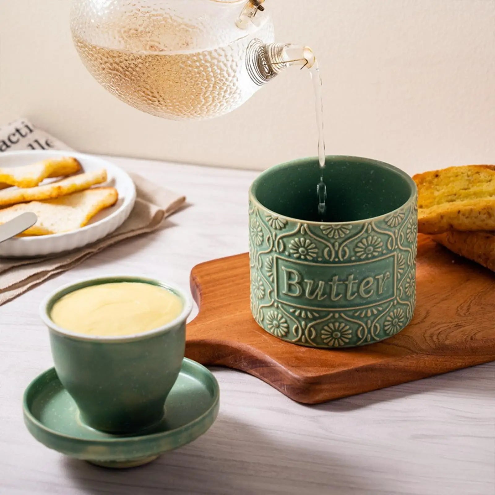 Premium Porcelain Butter Keeper – Modern Monochrome Collection - Hizoni