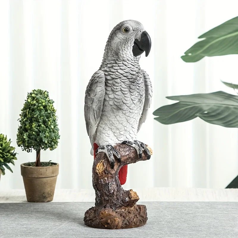 Realistic Tropical Bird Sculpture – Hand - Painted Resin Parrot Ornament - Hizoni