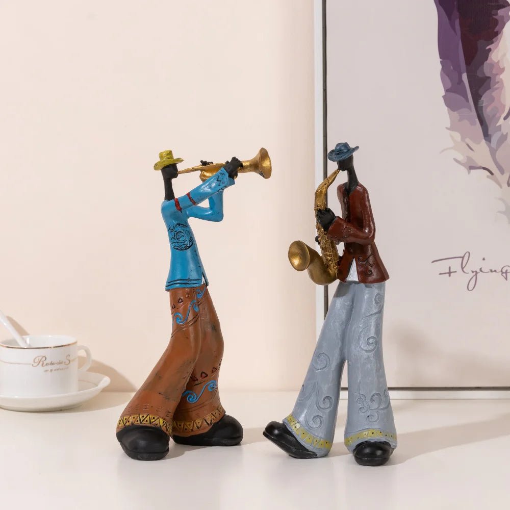Retro Jazz Band Figurine Collection – Creative Musical Instrument Statue - Hizoni