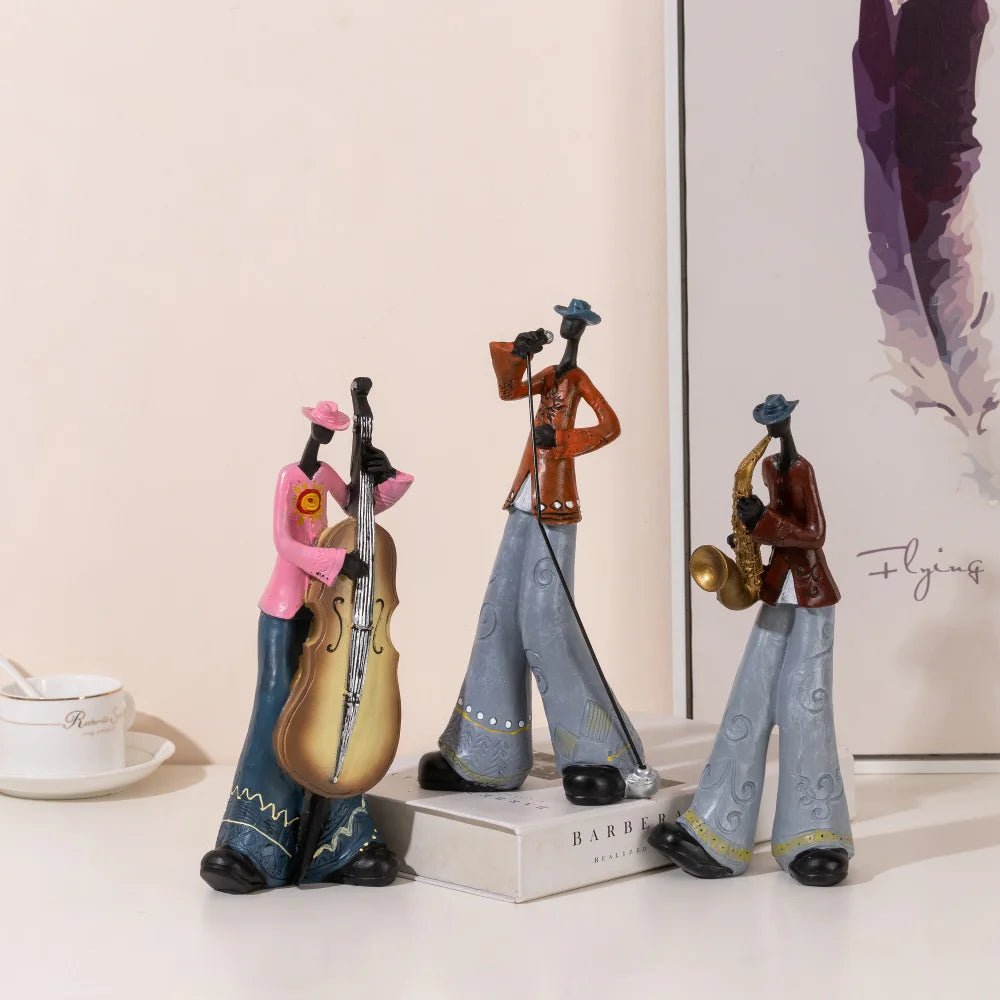 Retro Jazz Band Figurine Collection – Creative Musical Instrument Statue - Hizoni
