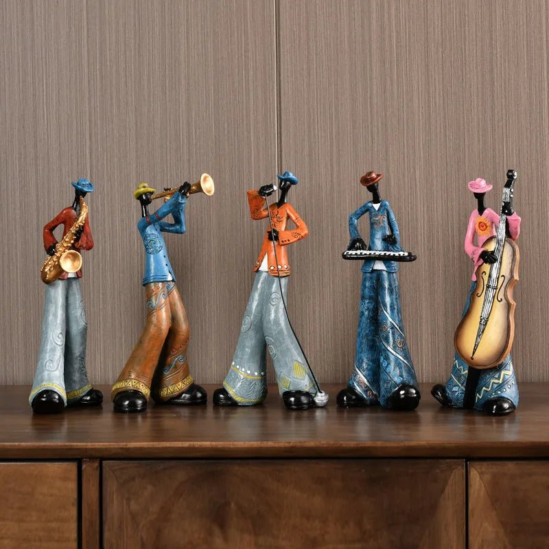 Retro Jazz Band Figurine Collection – Creative Musical Instrument Statue - Hizoni