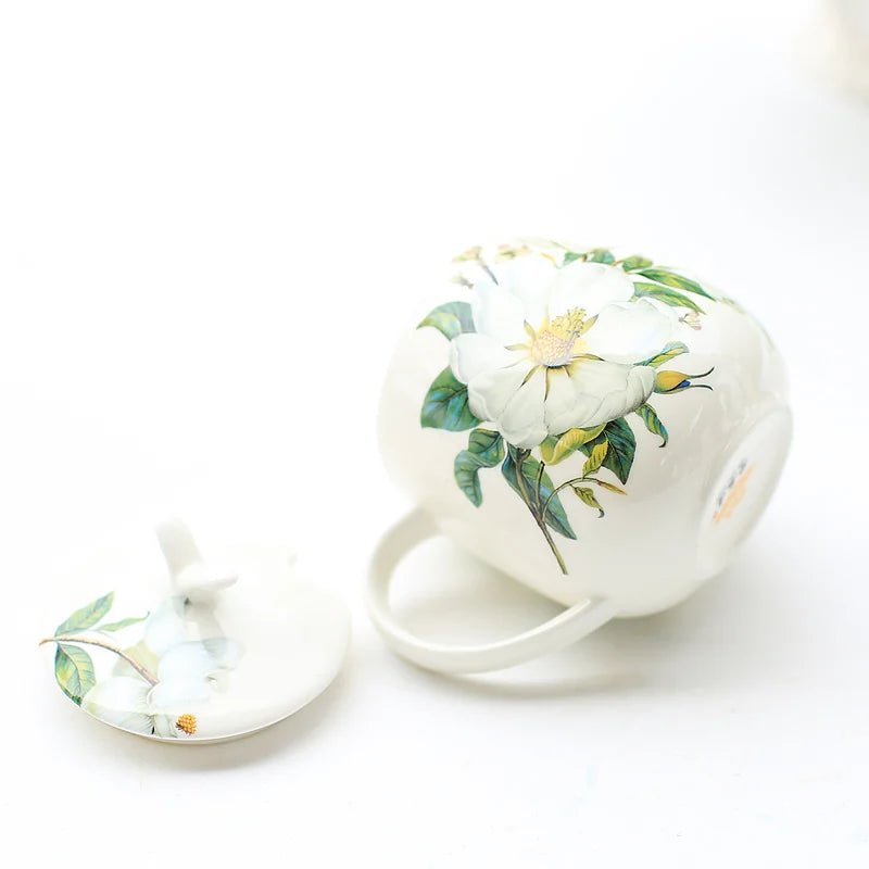 Top - Grade Porcelain Tea Cup – 400ml Floral Bone China Mug with Lid - Hizoni