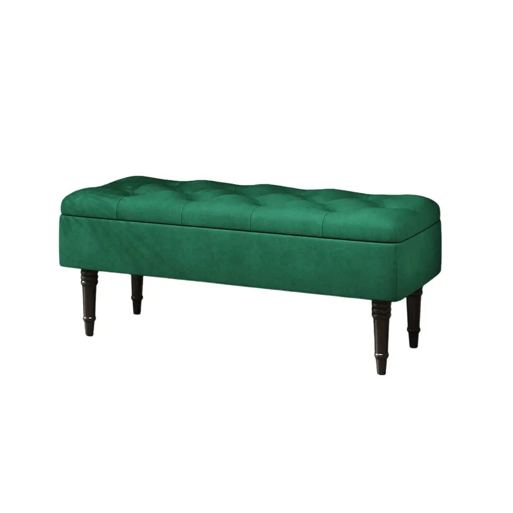 Velvet Storage Bench with Button Tufting - Hizoni