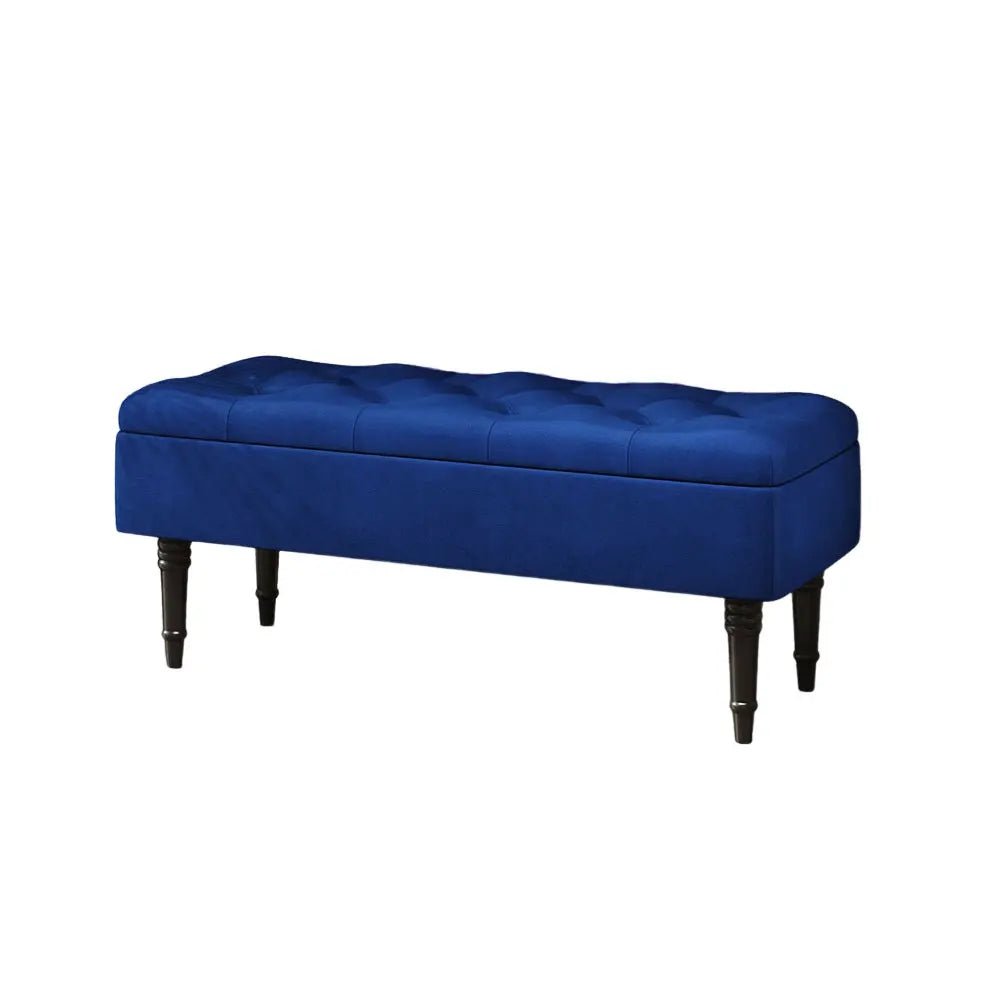 Velvet Storage Bench with Button Tufting - Hizoni