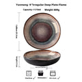 Vintage Flame Ceramic Pasta Plate – 9" Handcrafted Irregular Soup Dish - Hizoni