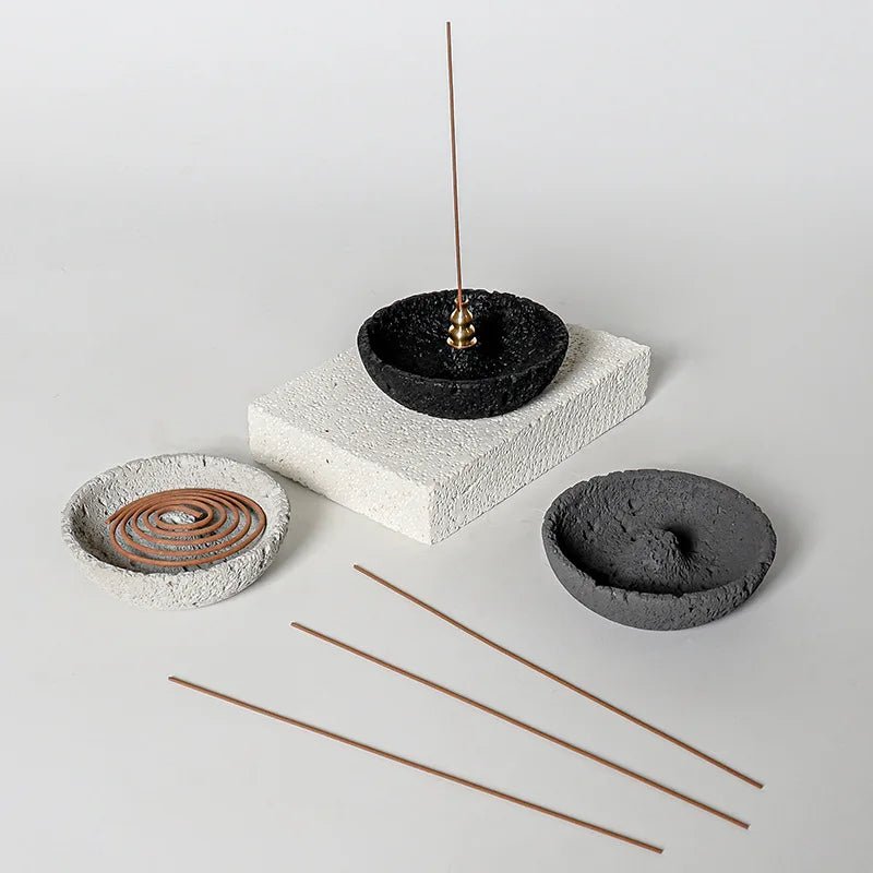 Wabi Sabi Stone Texture Incense Burner – Minimalist Zen Incense Holder - Hizoni